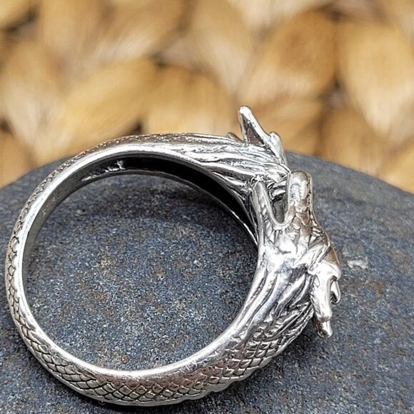NEW Double Dragon Sterling Silver Ring Mythical Design Fantasy Game Thrones Goth - Picture 4 of 8